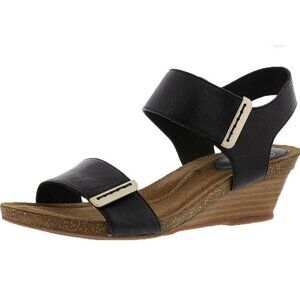 SOFFT Black Verdi Leather Open-Toe Ankle Strap Women's Wedge Sandals Size 7.5M